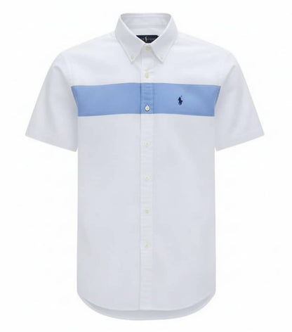Men Custom Fit Oxford White Short Sleeve -PRL08