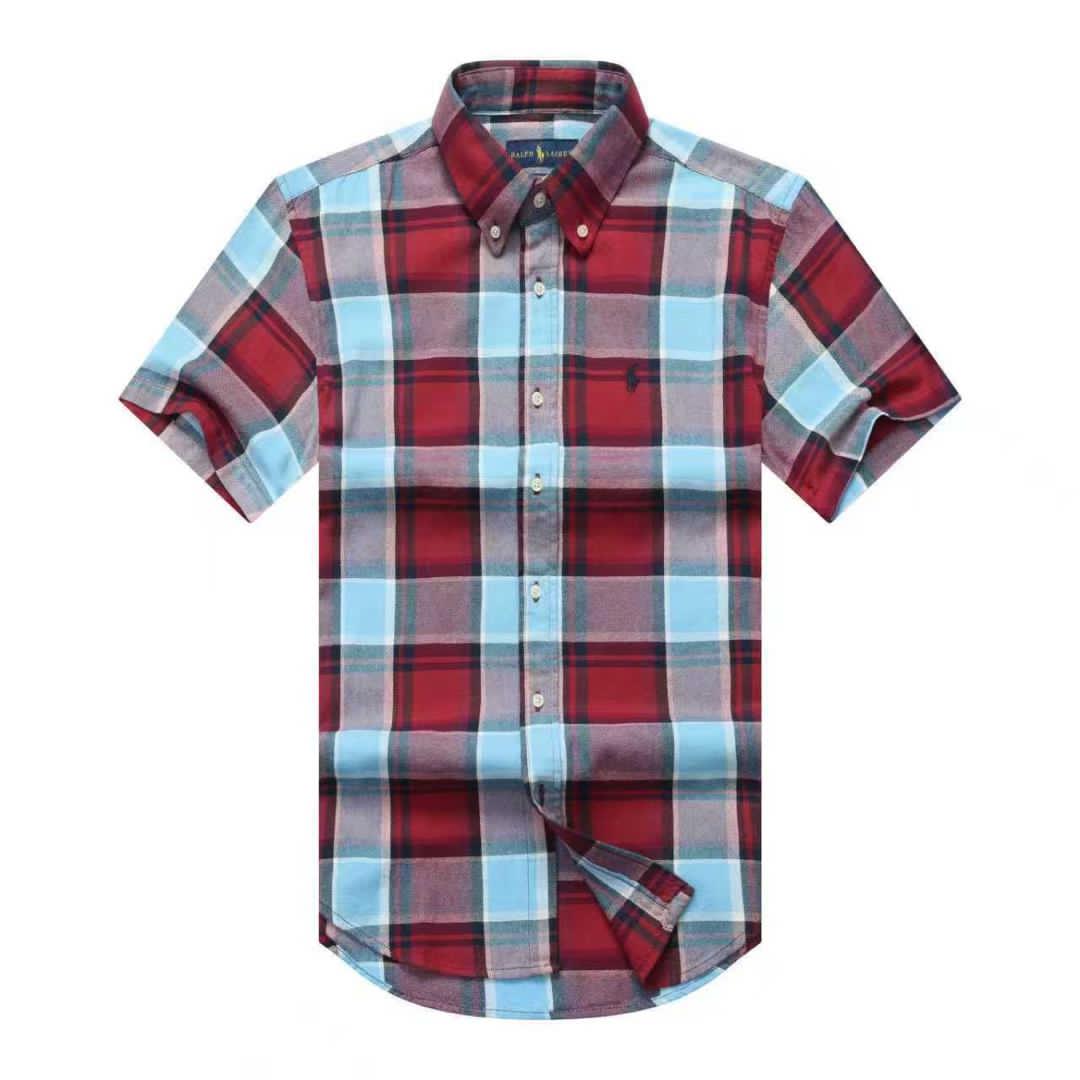 Men Custom Fit Boardwalk Blue Tartan Plaid Short Sleeve- RL5