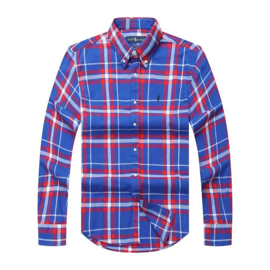 Men Custom Fit Blue Valor Tartan Plaid Long Sleeve