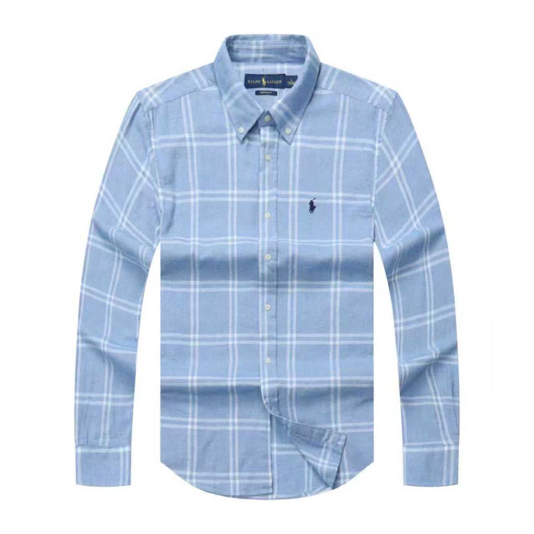 Men Custom Fit Sky Blue Plaid Long Sleeve